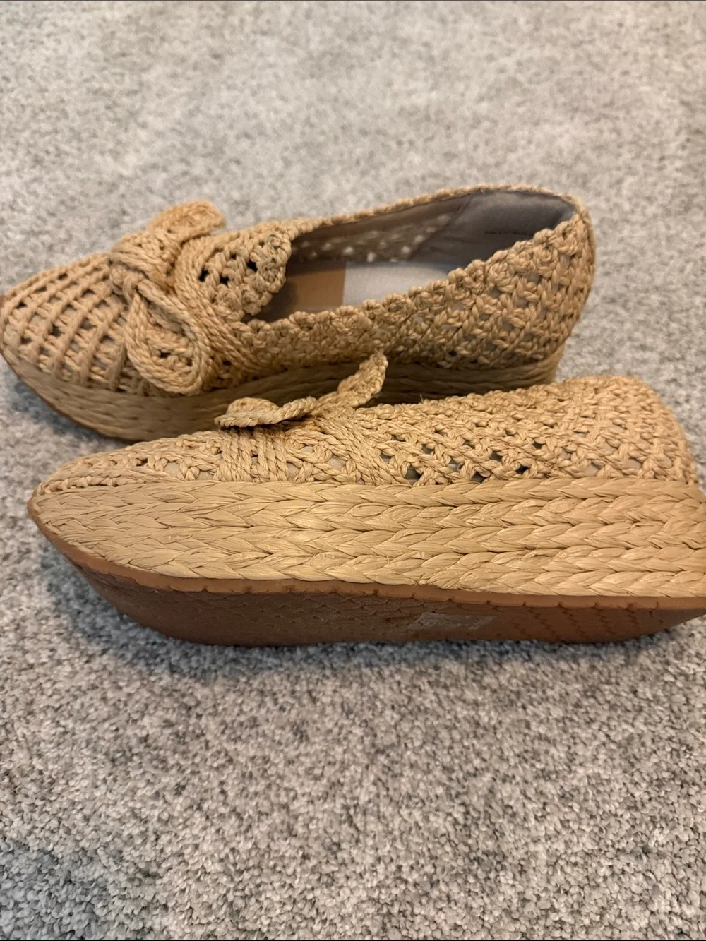 Dolce Vita Natural Raffia Woven Platform Loafers